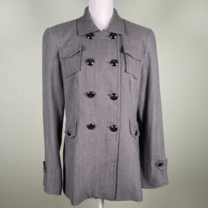 Carlisle Gray Double Breasted Wool Silk Blend Jacket Coat 10